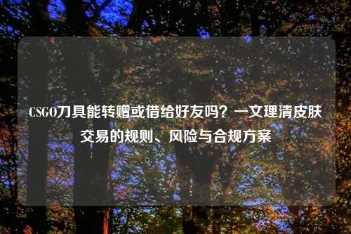 CSGO刀具能转赠或借给好友吗?一文理清皮肤交易的规则、风险与合规方案