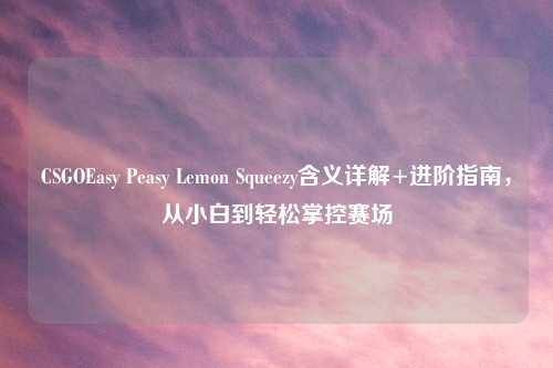 CSGOEasy Peasy Lemon Squeezy含义详解+进阶指南,从小白到轻松掌控赛场