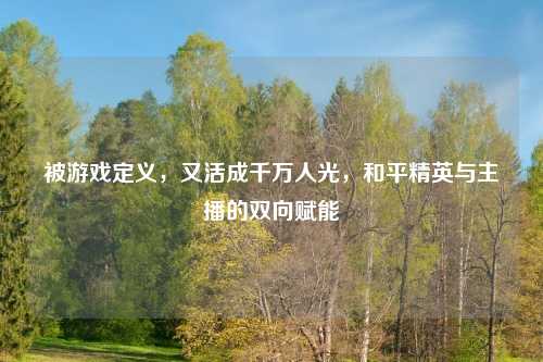 被游戏定义,又活成千万人光,和平精英与主播的双向赋能