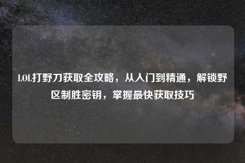 LOL打野刀获取全攻略,从入门到精通,解锁野区制胜密钥,掌握最快获取技巧