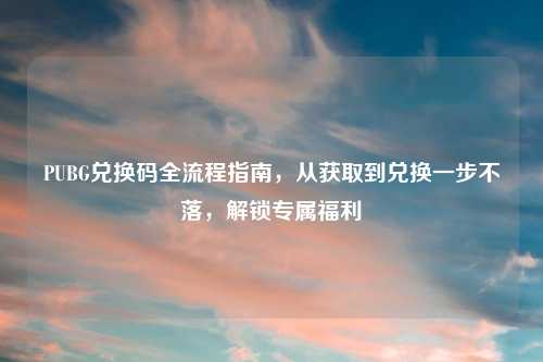 PUBG兑换码全流程指南,从获取到兑换一步不落,解锁专属福利