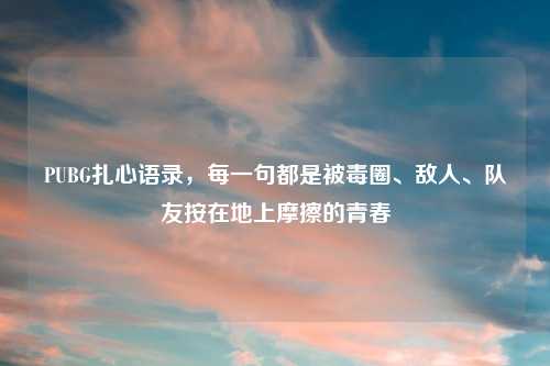 PUBG扎心语录,每一句都是被毒圈、敌人、队友按在地上摩擦的青春