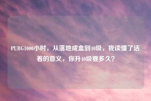 PUBG1000小时，从落地成盒到40级，我读懂了活着的意义，你升40级要多久？