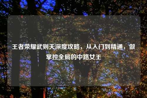 王者荣耀武则天深度攻略，从入门到精通，做掌控全局的中路女王