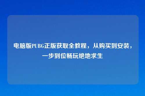 电脑版PUBG正版获取全教程，从购买到安装，一步到位畅玩绝地求生