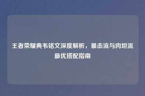 王者荣耀典韦铭文深度解析,暴击流与肉坦流更优搭配指南