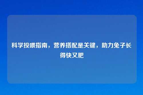 科学投喂指南,营养搭配是关键,助力兔子长得快又肥