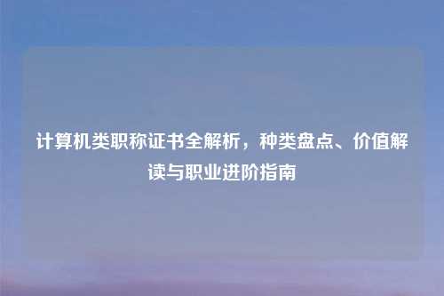 计算机类职称证书全解析,种类盘点、价值解读与职业进阶指南
