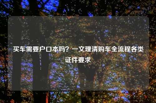 买车需要户口本吗?一文理清购车全流程各类证件要求