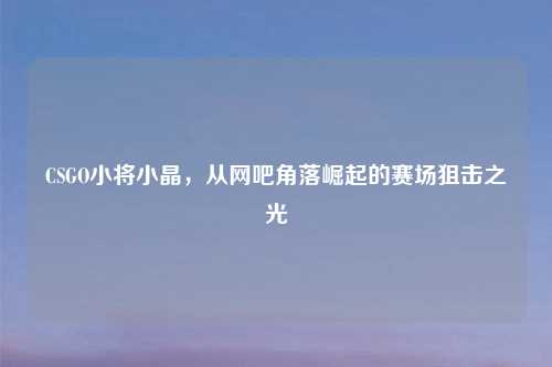 CSGO小将小晶,从网吧角落崛起的赛场狙击之光
