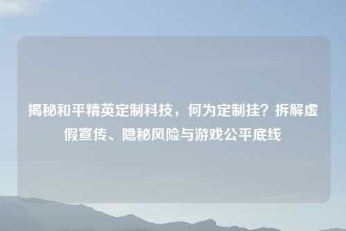 揭秘和平精英定制科技,何为定制挂?拆解虚假宣传、隐秘风险与游戏公平底线