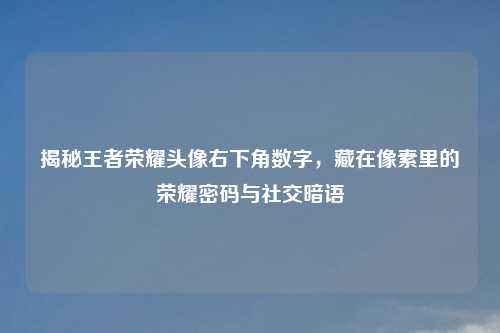 揭秘王者荣耀头像右下角数字,藏在像素里的荣耀密码与社交暗语