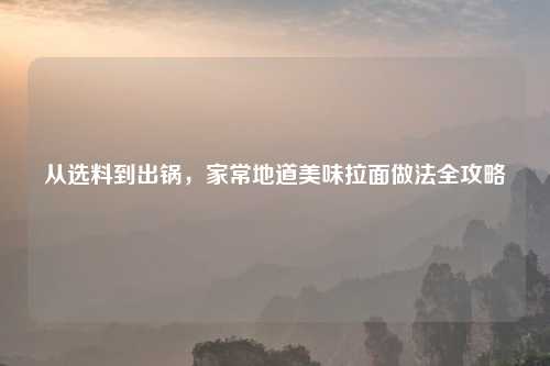 从选料到出锅，家常地道美味拉面做法全攻略