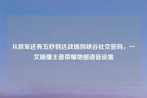 从敌军还有五秒到达战场到峡谷社交密码,一文搞懂王者荣耀地图语音设置