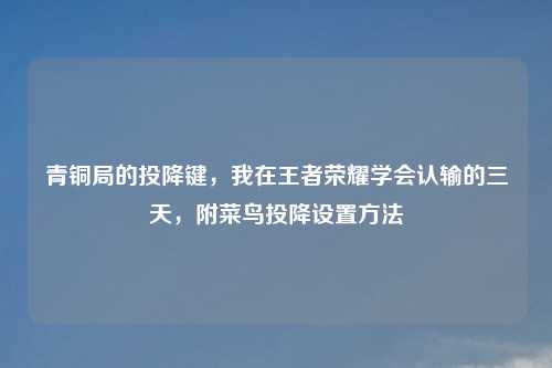 青铜局的投降键，我在王者荣耀学会认输的三天，附菜鸟投降设置     