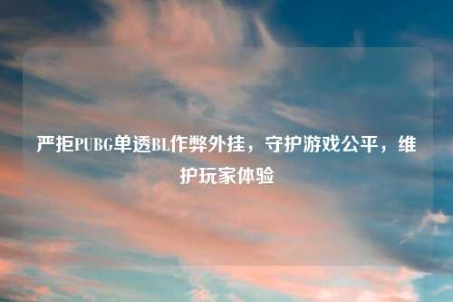 严拒PUBG单透BL作弊外挂,守护游戏公平,维护玩家体验