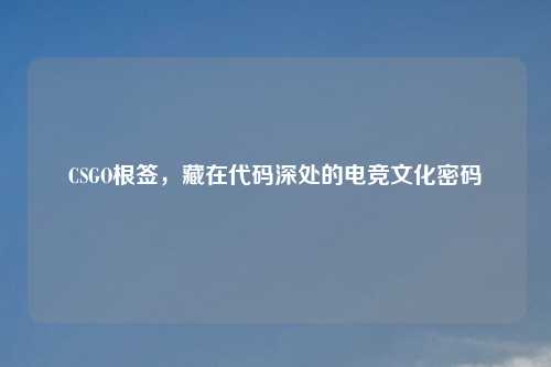 CSGO根签，藏在代码深处的电竞文化密码