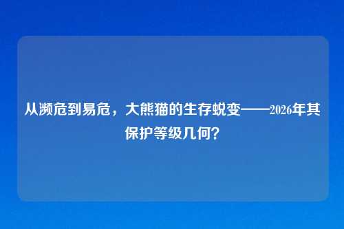 从濒危到易危,大熊猫的生存蜕变——2026年其保护等级几何?