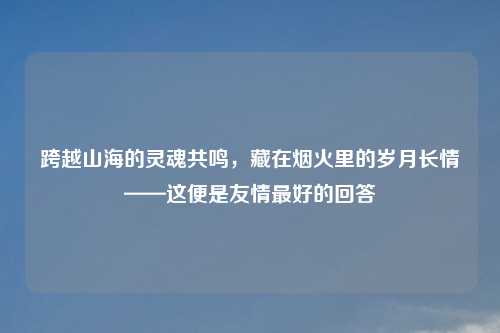 跨越山海的灵魂共鸣,藏在烟火里的岁月长情——这便是友情更好的回答