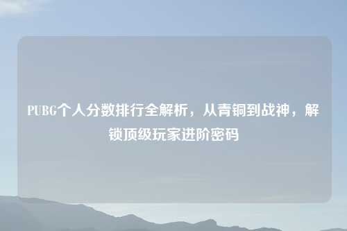 PUBG个人分数排行全解析，从青铜到战神，解锁顶级玩家进阶密码
