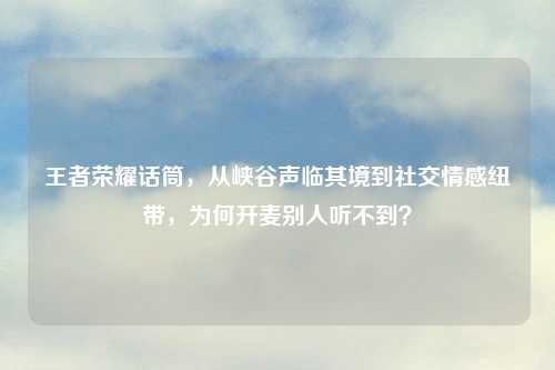 王者荣耀话筒,从峡谷声临其境到社交情感纽带,为何开麦别人听不到?