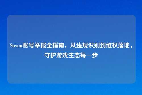 Steam账号举报全指南,从违规识别到 落地,守护游戏生态每一步
