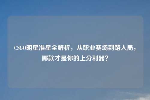 CSGO明星准星全解析,从职业赛场到路人局,哪款才是你的上分利器?