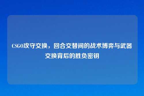 CSGO攻守交换,回合交替间的战术博弈与武器交换背后的胜负密钥
