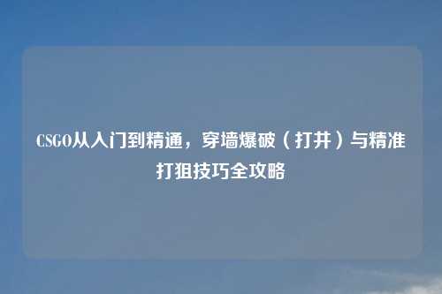 CSGO从入门到精通,穿墙爆破(打井)与精准打狙技巧全攻略