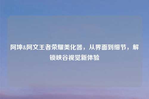 阿坤&阿文王者荣耀美化器,从界面到细节,解锁峡谷视觉新体验