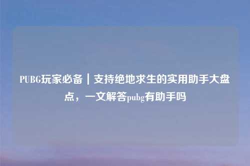 PUBG玩家必备|支持绝地求生的实用助手大盘点,一文解答pubg有助手吗