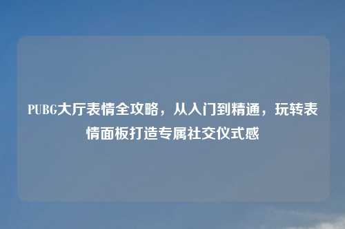 PUBG大厅表情全攻略,从入门到精通,玩转表情面板打造专属社交仪式感