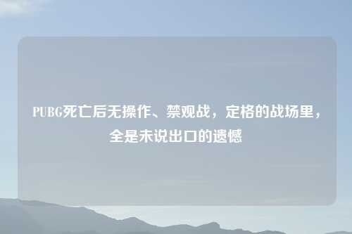 PUBG死亡后无操作、禁观战，定格的战场里，全是未说出口的遗憾