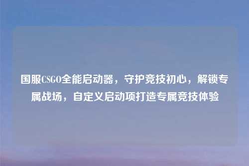 国服CSGO全能启动器，守护竞技初心，解锁专属战场，自定义启动项打造专属竞技体验
