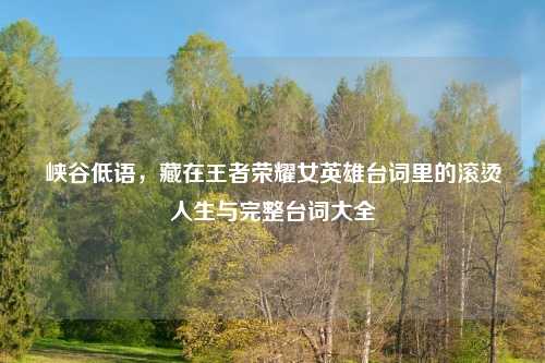 峡谷低语,藏在王者荣耀女英雄台词里的滚烫人生与完整台词大全