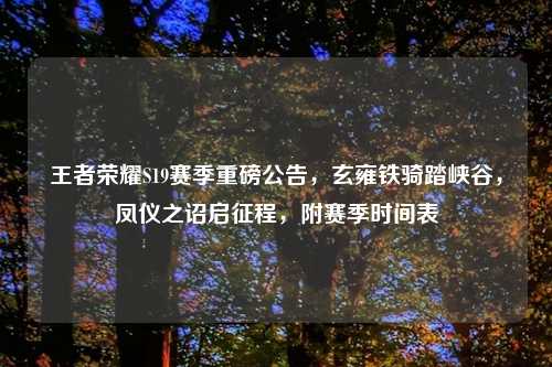 王者荣耀S19赛季重磅公告，玄雍铁骑踏峡谷，凤仪之诏启征程，附赛季时间表