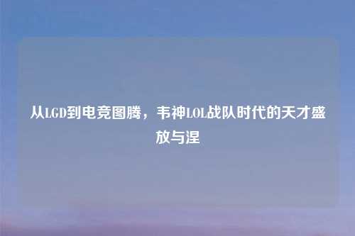 从LGD到电竞图腾，韦神LOL战队时代的天才盛放与涅槃