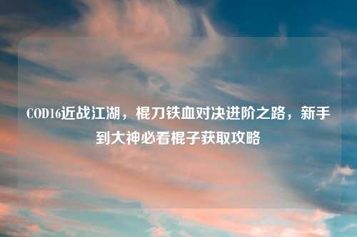 COD16近战江湖，棍刀铁血对决进阶之路，新手到大神必看棍子获取攻略