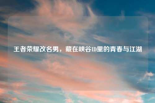 王者荣耀改名男，藏在峡谷ID里的青春与江湖