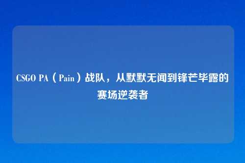 CSGO PA（Pain）战队，从默默无闻到锋芒毕露的赛场逆袭者