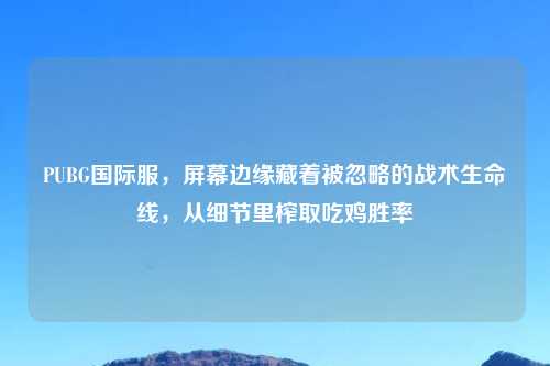 PUBG国际服，屏幕边缘藏着被忽略的战术生命线，从细节里榨取吃鸡胜率