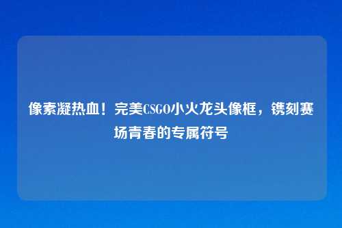 像素凝热血！完美CSGO小火龙头像框，镌刻赛场青春的专属符号