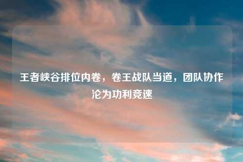 王者峡谷排位内卷，卷王战队当道，团队协作沦为功利竞速