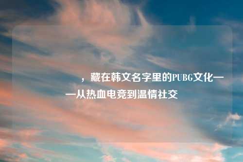 배틀그라운드，藏在韩文名字里的PUBG文化——从热血电竞到温情社交