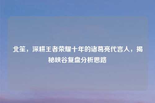 北笙，深耕王者荣耀十年的诸葛亮代言人，揭秘峡谷复盘分析思路