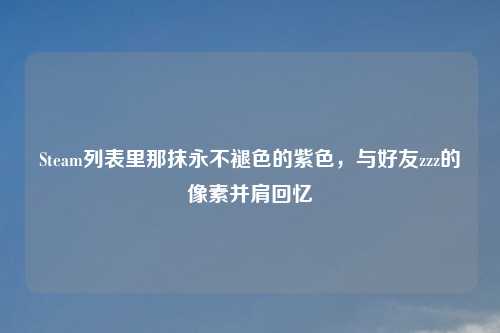 Steam列表里那抹永不褪色的紫色，与好友zzz的像素并肩回忆