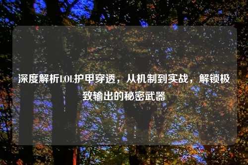 深度解析LOL护甲穿透，从机制到实战，解锁极致输出的秘密武器