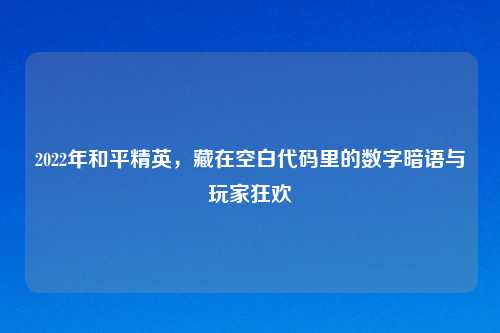 2022年和平精英，藏在空白代码里的数字暗语与玩家狂欢