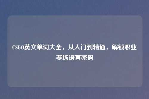 CSGO英文单词大全，从入门到精通，解锁职业赛场语言密码