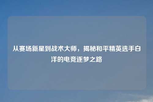 从赛场新星到战术大师，揭秘和平精英选手白洋的电竞逐梦之路